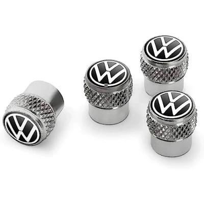Abbildung von Volkswagen 000071215D Ventilkappen, mit neuem VW Logo, für Gummiventile und Messingventile, Silber
