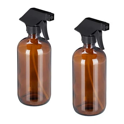 Abbildung von Relaxdays Sprühflasche Glas, 2x 500 ml, Set, nachfüllbar, Nebel &amp; Strahl, Haarpflege, Reinigung, Zerstäuber, leer, braun