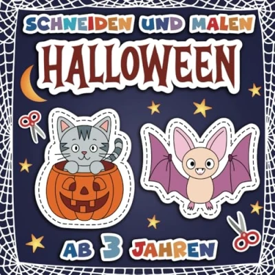 Abbildung von Ausschneiden für Kinder ab 3: Halloween Bastelbuch zum Ausschneiden, Ausmalen und Basteln (Ausschneiden 3 Jahre)