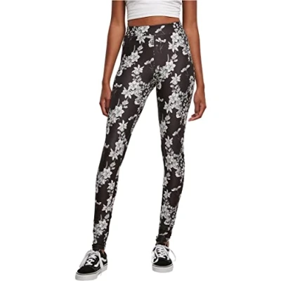 Abbildung von Urban Classics SOFT AOP Leggings Hosen, Damen, Größe: XXL, Blackflower