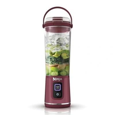 Abbildung von Ninja Blast Tragbarer Mixer / Blender Smoothie Maker, 530ml Becher, Auslaufsicherer Deckel, Leistungsstarker Mini Standmixer, Kabellos &amp; Wiederaufladbar, Zerkleinert Eis Obst, Cranberry, BC151EUCR