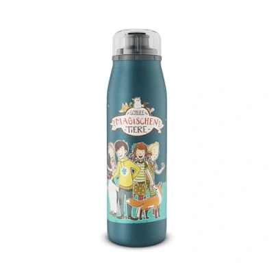 Abbildung von alfi KIDS ISO BOTTLE 500ml,blau Schule der Magischen Tiere,Isoliertrinkflasche Kinder Edelstahl,dicht mit Drehverschluss,hält 12 Stunden heiß, 24 kalt, Trinkflasche für Kohlensäure, BPA frei