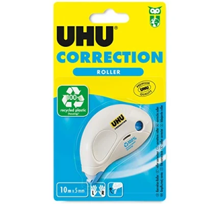 Abbildung von UHU Korrekturroller Correction COMPACT, Für schnelles, sauberes und zeilengenaues Korrigieren, 10 m x 5 mm