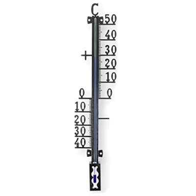 Abbildung von Lantelme Außen Thermometer 18cm Metall Farbe Schwarz Analog auch für Wohnung Innen Zimmer Garten Außenthermometer Innenthermometer Gartenthermometer Temperaturmesser 7400