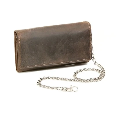 Abbildung von LEAS Biker &amp; Trucker Langbörse mit RFID Schutz Chrom Kette Vintage Stil in Echt Leder, braun Collection