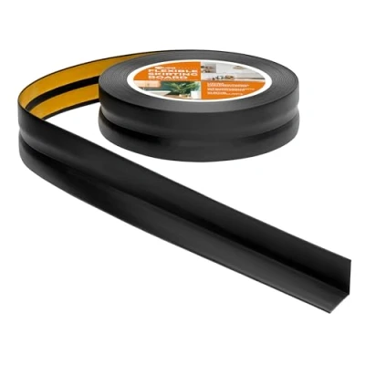 Abbildung von Quest Weichsockelleiste Selbstklebend 30 mm x Knickleiste, Abschlussleiste für Küche, Badezimmer Dichtungsband PVC, Flexibel, Wasserdicht, Dekorativ 15 Meter, Schwarz