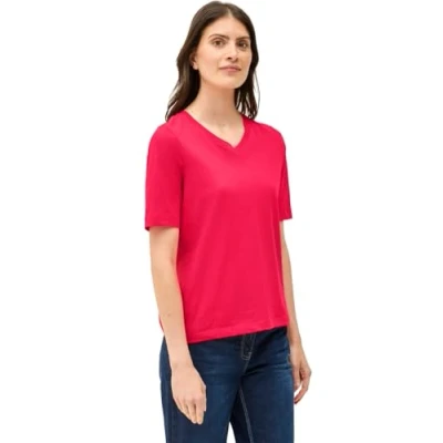 Abbildung von Cecil Damen 3227699 Basic V Neck Shirt, Glazed Apple Red, XXL EU