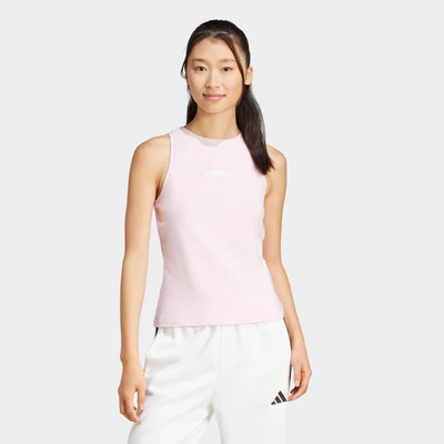 Abbildung von adidas Damen Essentials LINEAR Slim Cotton Tank, Clear pink/White, XXL