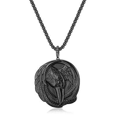 Abbildung von COAI Herren Geschenkideen Glückskette mit Kolkrabe Anhänger aus Obsidian Hugin Munin