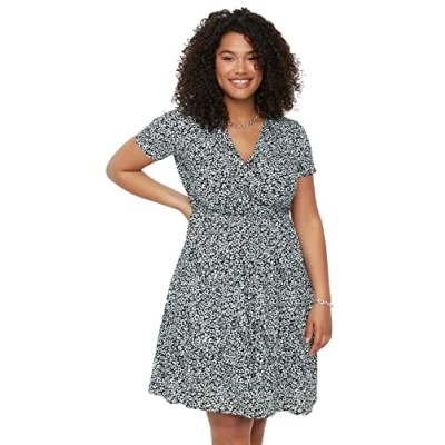 Abbildung von TRENDYOL Damen Mini A lijn Regular Plus Size Dress Kleid, Schwarz, XL Große Größen EU