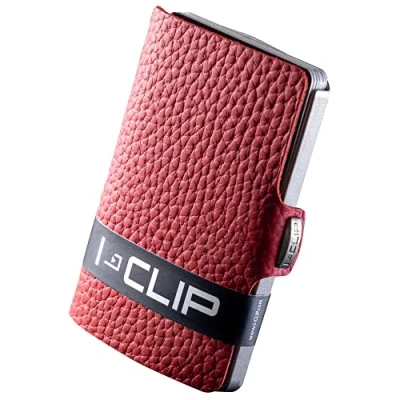 Abbildung von I CLIP Original Mini Wallet mit Geldklammer Slim Leder Geldbörse Premium Portemonnaie Damen Kartenetui Pure Rot