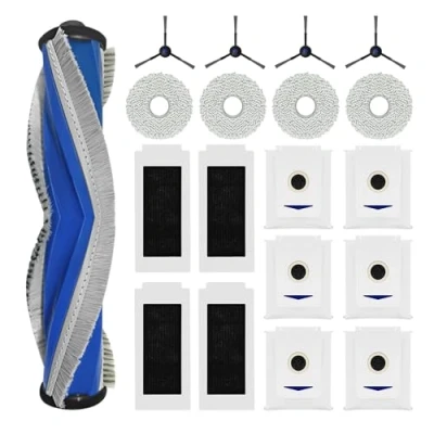 Abbildung von 19 Stück Zubehörset für ECOVACS DEEBOT T30 PRO Omni / Omni, 1 Gummi Hauptbürste,4 Filters,4 Wischtücher,4 Seitenbürsten,6 Staubbeutel