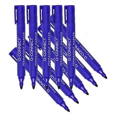 Abbildung von Q CONNECT KF26046 Permanentmarker Rundspitze Blau/ 1,5 3mm / 10 Stück/Strichlänge: 300m