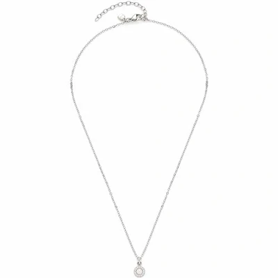 Abbildung von Leonardo Jewels Isa Damen Halskette aus Edelstahl mit Anhänger, weiße Imitations Perle und Zirkonia Steinchen, Länge 42 47 cm, Schmuck Geschenk 023346