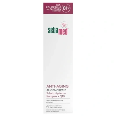 Abbildung von SEBAMED Anti Aging Augencreme Q10, Augenpflege mit Hyaluronsäure &amp; Phyto Peptiden, gegen Falten und Augenringe, für Männer Frauen, Faltenglättung bei 81%* bestätigt
