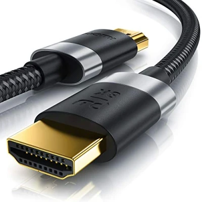 Abbildung von 1,5m 8K HDMI Kabel 2.1 @ 60Hz / 120Hz 4K 240Hz HDTV 7680 x 4320 UHD II 2.0a 2.0b 3D Highspeed Ethernet HDR ARC Präzisionsstecker kompatibel zu PS4 Xbox