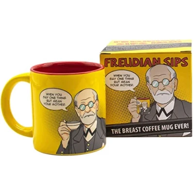 Abbildung von Sigmund Freud Kaffeetasse Kaffee Tasse &amp; Tee Becher in groß für Fans Freudsche Teetasse Große ca. 300 ml Geschenk zu Geburtstag, Weihnachten, Ostern, Einstand