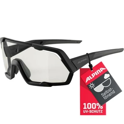 Abbildung von ALPINA ROCKET V Selbsttönende, Bruchfeste &amp; Beschlagfreie Sport Fahrradbrille Mit 100% UV Schutz Für Erwachsene, black matt, One Size