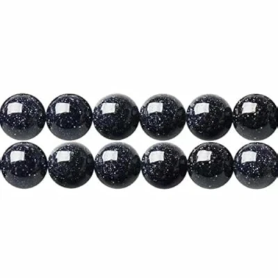 Abbildung von SKYBEADS Perlen zum Basteln 8mm Blau Goldstone Rund Halbedelstein 38cm Strang Approx 46 Stück