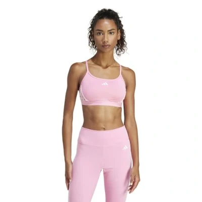 Abbildung von adidas Women&#039;s Aeroreact Training Light Support 3 Stripes Bra Sport BH, semi Blue Burst/White, L A B
