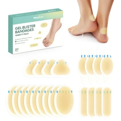 Abbildung von 21 Pieces Blister Plasters for Feet Welnove Invisible Hydrocolloid Gel Bandages Cushions Heel, Toe &amp; Foot, Water Resistant