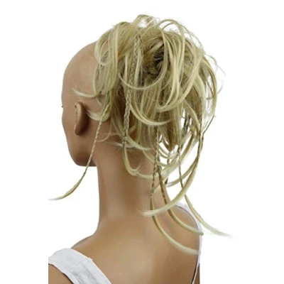 Abbildung von CAISHA XXL Haarteil Haargummi Daisy Dutt Hochsteckfrisuren Mit Geflochtenen Zöpfen Gewellt Kunstfaser Hitzebeständig DM17cm Hellblond G4D