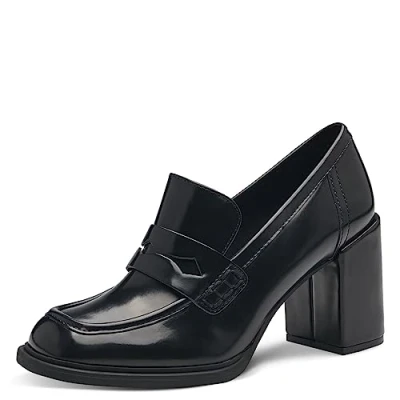 Abbildung von MARCO TOZZI Damen Loafer mit Absatz Blockabsatz, Schwarz (BBrush), 37