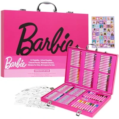 Abbildung von Barbie Malkoffer Mädchen, 130+ Teile, Kinder Buntstifte Set, Geschenk für Mädchen