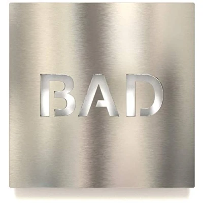 Abbildung von Edelstahl Hinweis Schild Bad selbstklebend &amp; pflegeleicht Design Piktogramm Türschild H 65 E