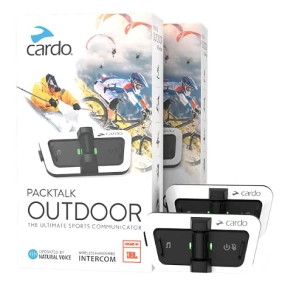 Abbildung von Cardo PACKTALK Duo Pack, Helm Kommunikationssystem, ideal für Ski, Snowboard und Radfahren, Zweierpackung, Outdoor Schwarz