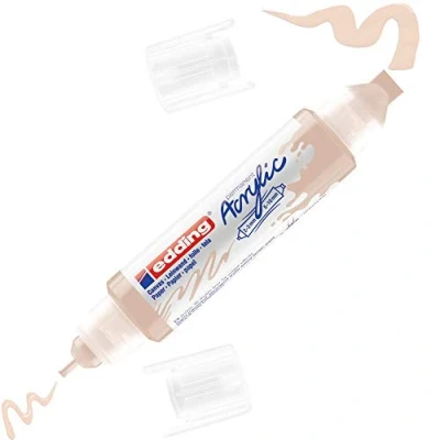 Abbildung von edding 5400 Acryl 3D Double Liner beige 1 Acrylfarbe Tube Doppel Spitze 2 3,5 10 mm Farben zum Malen auf Leinwand, Malpapier und Holz Acrylstifte wasserfest in Künstlerqualität