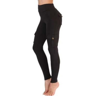 Abbildung von Nuofengkudu Damen High Waist Sporthose Leggings mit Taschen Militärisch Stil Stylisch Push up Tights Hosen Jogginghose Sportleggins Schwarz S