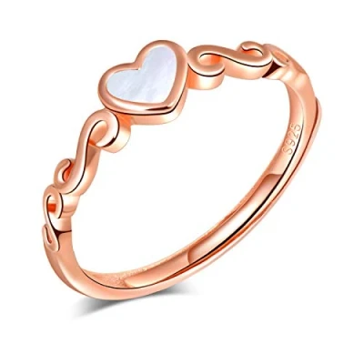 Abbildung von Yumilok Damenring Liebe Herz Ring Zirkonia Ehering Verlobungsring Freundschaftsring Lifestyle 925 Sterling Silber Rosegold verstellbar
