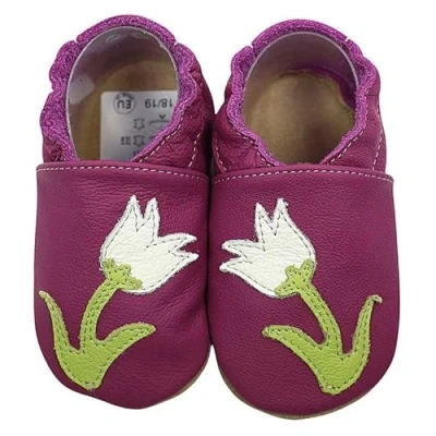 Abbildung von HOBEA Germany Krabbelschuhe für Jungs und Mädchen in verschiedenen Designs, Modell Schuhe:Tulpe lila, Schuhgröße:26/27