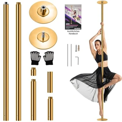 Abbildung von SereneLife Pole Dance Stange Höhenverstellbar 204 274cm, Statisch &amp; Rotierend, Perfekt für Indoor Poledance, Turnstange Fitness, Robuster Stahl, Anti Korrosion, 280kg, Einfache Montage Zuhause