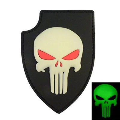Abbildung von GITD PVC 3D Rubber Punisher Skull USA Sealteam DEVGRU Glow Dark Hook Patch