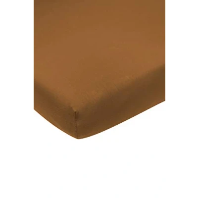 Abbildung von Meyco Baby Uni Spannbettlaken für die Babywiege (Bettlaken mit weicher Jersey Qualität, aus 100% Baumwolle, perfekte Passform durch Rundum Gummizug, atmungsaktiv, Maße: 40 x 80 / 90cm), Camel