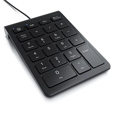 Abbildung von CSL Ziffernblock, USB Nummernblock, kabelgebundenes Keypad, Numpad, NumLock Funktion, Ultradünne Tastaturerweiterung, 22 Tasten, 1.5 M Kabel Numerische Tastatur Schwarz