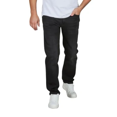 Abbildung von JACK &amp; JONES Jeans Herren Stretch lang Straight Fit JJICLARK Jeanshose Hose Denim, Länge:32L, Farbe:Black (CB 137), Weite:31W