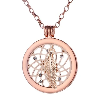 Abbildung von Morella Damen Halskette Rosegold 70 cm Edelstahl mit Amulett und Coin 33 mm Traumfänger in Schmuckbeutel