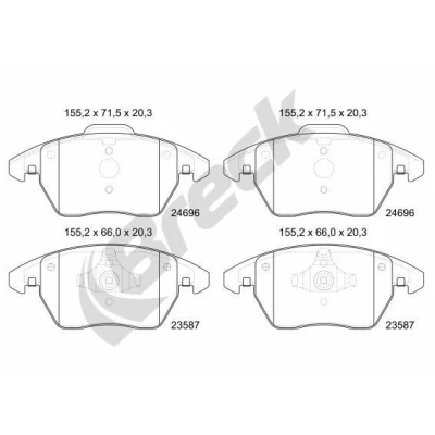 Abbildung von BRECK 24696 00 701 Bremsbelagsatz nicht für Verschleißwarnanzeiger vorbereitet SEAT: Ibiza 4 Sportcoupe, 4, ST, AUDI: A1 Sportback