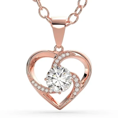 Abbildung von SERASAR kette Rosegold Damen Schmuck 925 Sterling Silber 18 Karat mit Herz Mädchen Necklace Women choker Valentinstag Jahrestag Geburtstag Geschenke für Frauen
