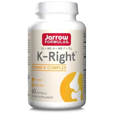 Abbildung von Jarrow Formulas K Right Vitamin Complex, Depot, mit D3, K1, MK 4 und 7, 60 Weichkapseln, Laborgeprüft, Glutenfrei, Sojafrei, Ohne Gentechnik
