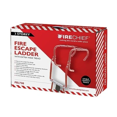 Abbildung von Firechief FEL730 Feuerschutzleiter, 3 Etagen, zusammenklappbar, extra breite Trittflächen