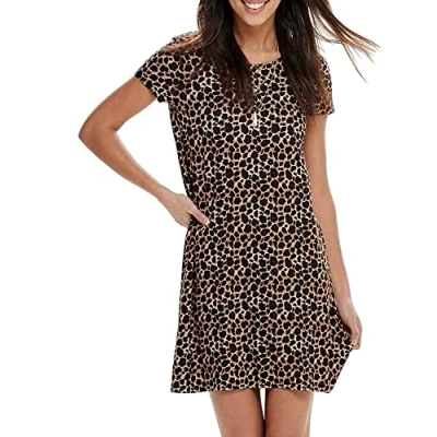 Abbildung von ONLY Damen Lockeres Shirtkleid Mini Basic Kurzarm Sommer Dress Rücken Ausschnitt Schnürung ONLBERA, Farben:Schwarz 3, Größe:S