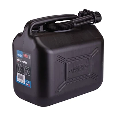 Abbildung von Draper 10L Kunststoff Benzinkanister Kanister Kraftstoff Diesel Wasserbehälter mit flexiblem Auslauf 09058 schwarz