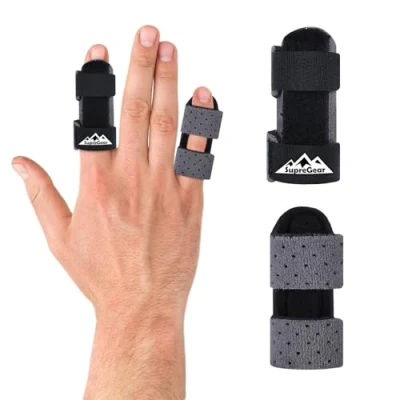 Abbildung von supregear Fingerschienen, 2er Pack Universelle zur Begradigung und Unterstützung bei Gebrochenen Schnappfingern für Mittel , Zeige Ring Kleinfinger, Dunkelgrau