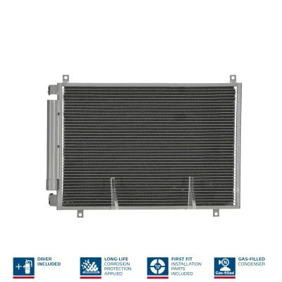 Abbildung von NISSENS 941106 Klimakondensator mit Trockner Aluminium 590 R 134a SUZUKI: Baleno II Hatchback