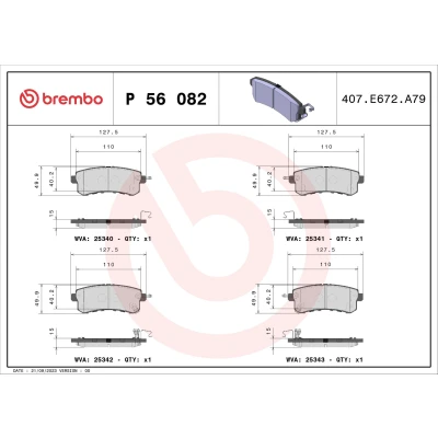 Abbildung von BREMBO P 56 082 Bremsbelagsatz mit akustischer Verschleißwarnung ohne Zubehör