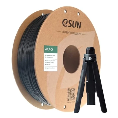 Abbildung von eSUN Kohlefaser Gefüllt PLA Filament 1.75mm, CF Carbon Fiber Filled Maßgenauigkeit +/ 0.03mm, 1KG Spule (2.2 LBS) 3D Druck Materialien für FDM Drucker,Schwarz